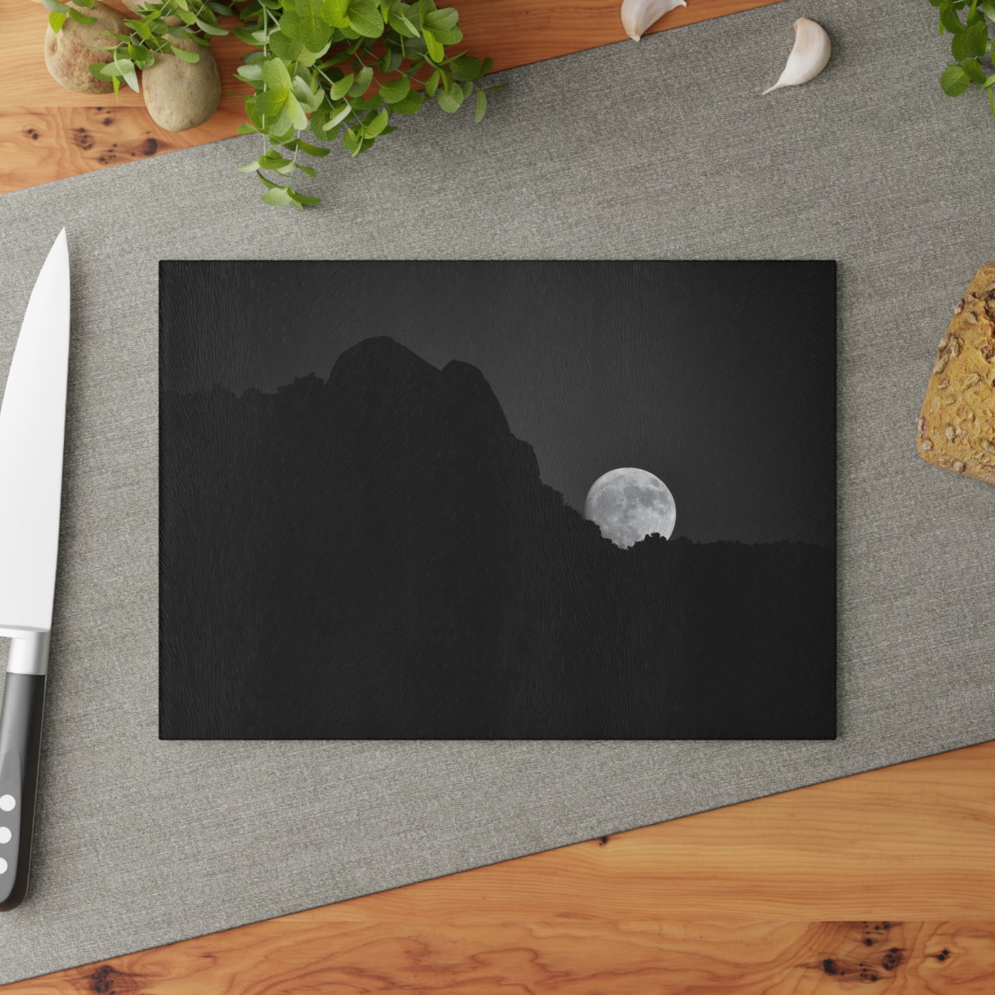 Moon Over Alpine [Glass Cutting Board]