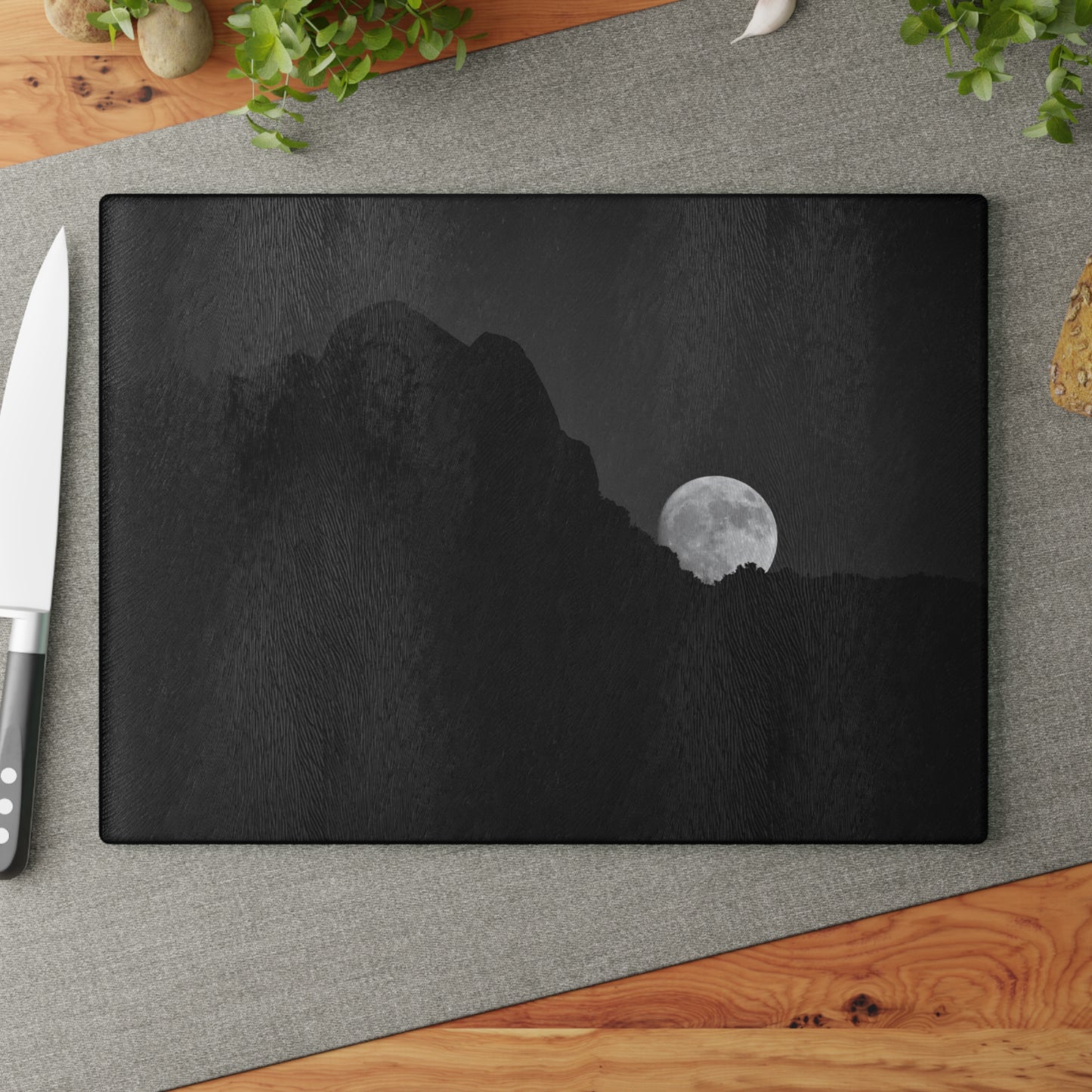 Moon Over Alpine [Glass Cutting Board]